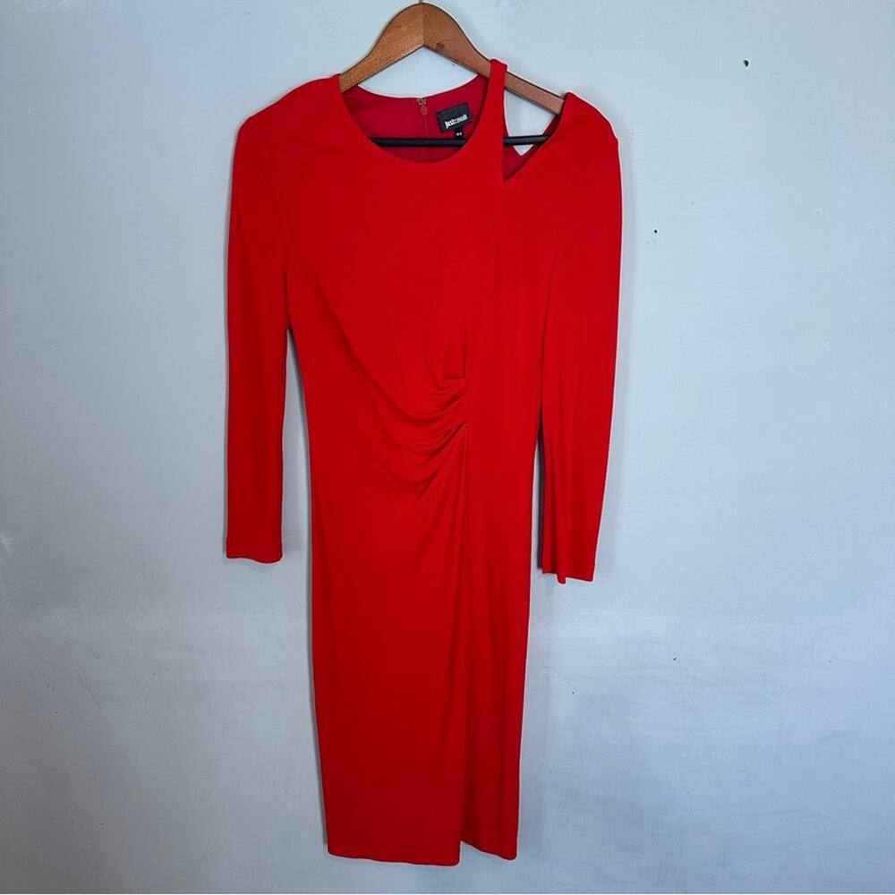 Just Cavalli Crew Neck Red Jersey Dress Long Sleeve 44/8